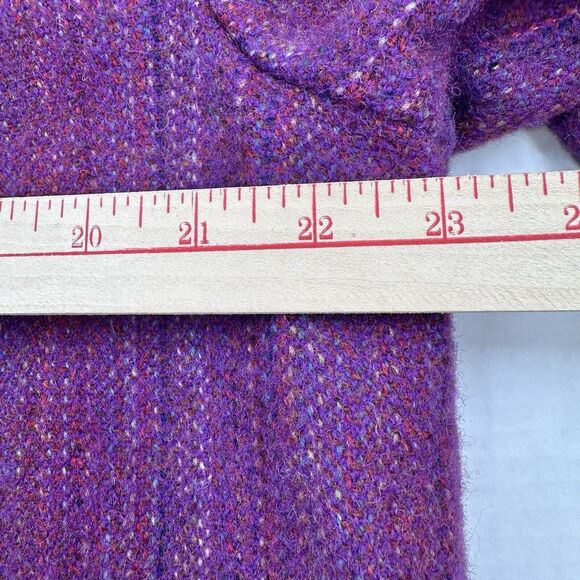 VTG Welsh Woollens by Tregwynt 100% Wool Jacket Full Zip Hooded Womens XL Purple - Picture 6 of 13